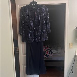 Elegant Navy Blue and Sequined Dress